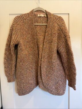 BB Dakota Chunky Wool Blend Knit Open Front Cardigan Sweater Multicolor Mauve L